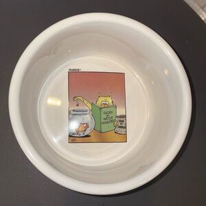 Rubes Leigh Rubin Cat Bowl with Mischievous Cat Cartoon Scenes 2002, 2.75” Deep